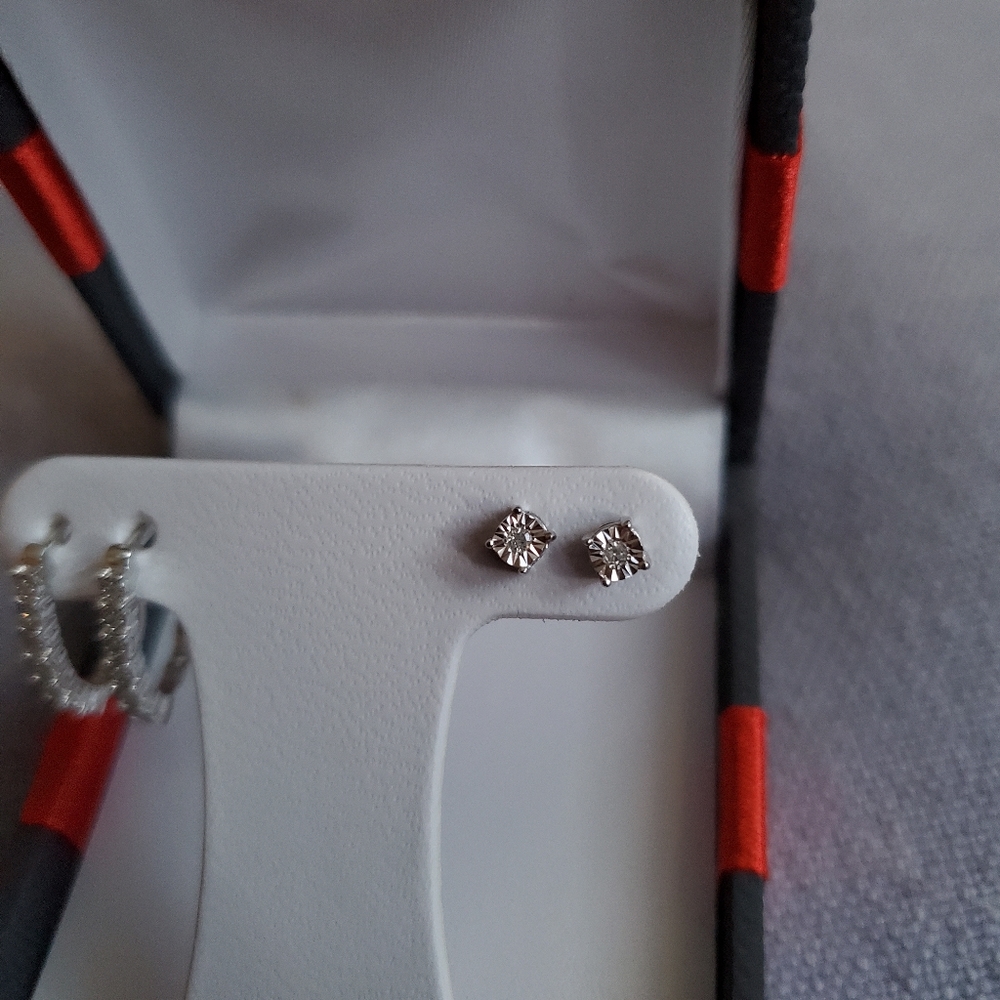 Two Pair Diamond Earring Set - Picture 2 of 4